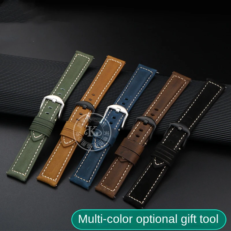 22mm leather watch strap bracelet for Casio Marlin MDV-106 MDV107 EFR303 304 Swordfish strap MTP-VD01 retro frosted watch bands