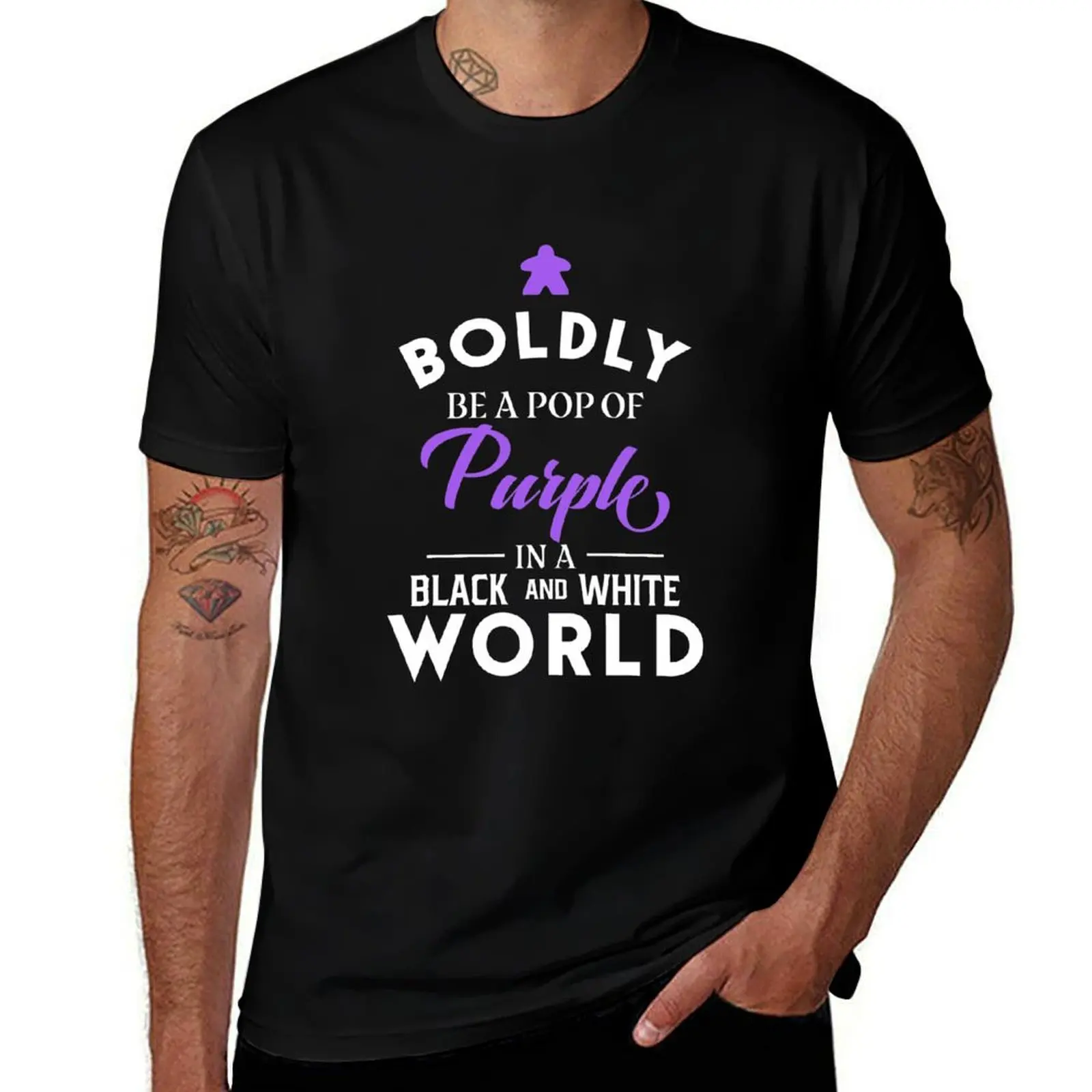 Purple Meeple Boldly Be A Pop of Color Board Games Meeples and Tabletop RPG Addict T-Shirt t shirt for man T-Shirt