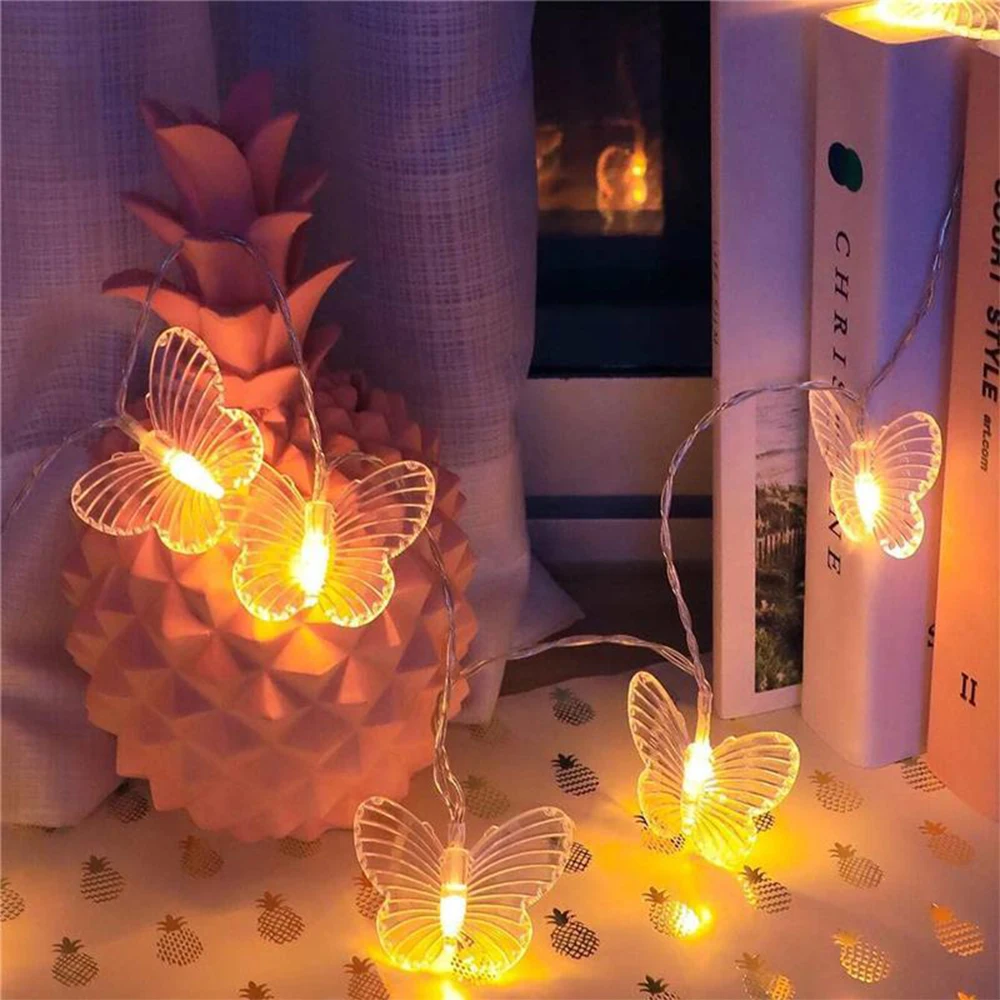 Lampada da giardino a forma di farfalla a LED da 2 m - Perfetta per decorazioni di Capodanno e illuminazione per esterni, batterie non incluse