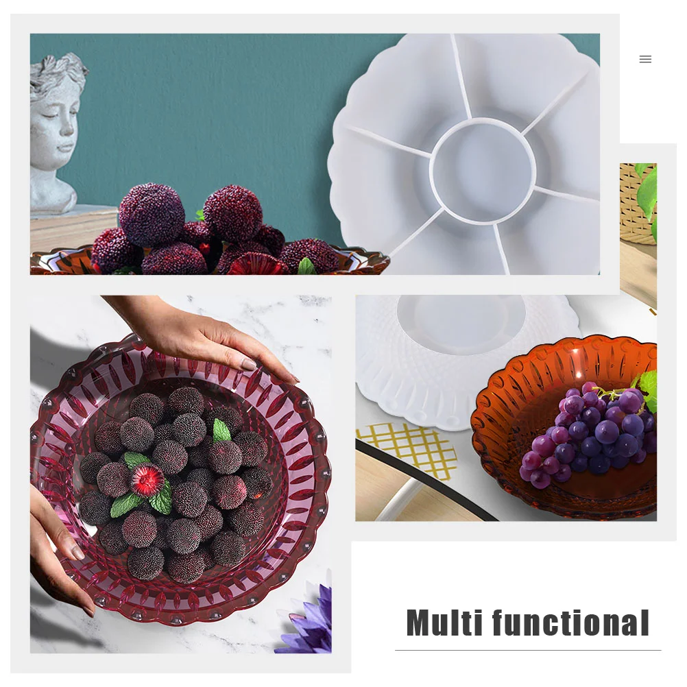 Silicone Mold Diy Resin Fruit Bowl Jewelry Trays Coaster Basket Snack Dish Storage Plate Casting Tool Lace