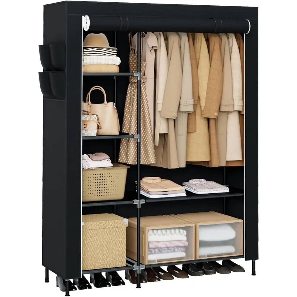 

Portable Closet, 48 Inch Large acity Wardrobe Closet, Clothes Storage Organizer with Shelves and Hanging Rod, Easy to Assembly,