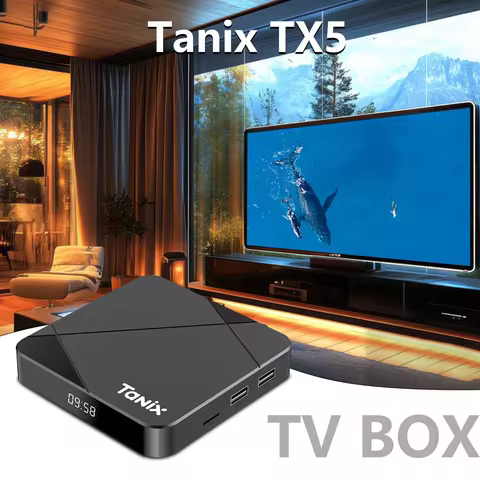 Original TANIX TX5 Amlogic S905Y5 Android14 4K Video LAN Wifi6 BT5.0 Voice Assistant Remote Control Media Stick Smart TV Box