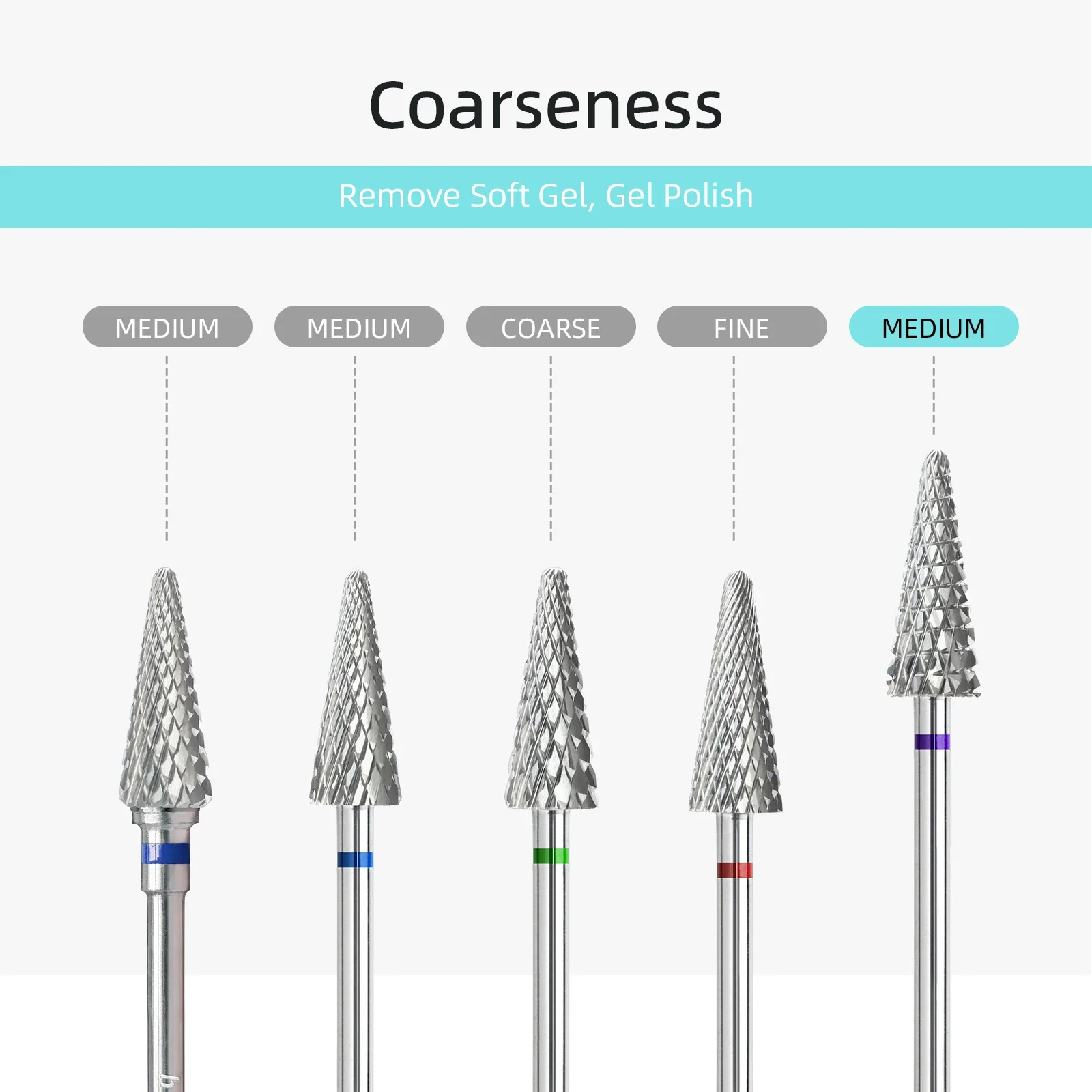 HYTOOS-brocas de carburo cónico para uñas, accesorios de taladro eléctrico profesional de corte cruzado para eliminación de esmalte de Gel, herramienta artística para uñas