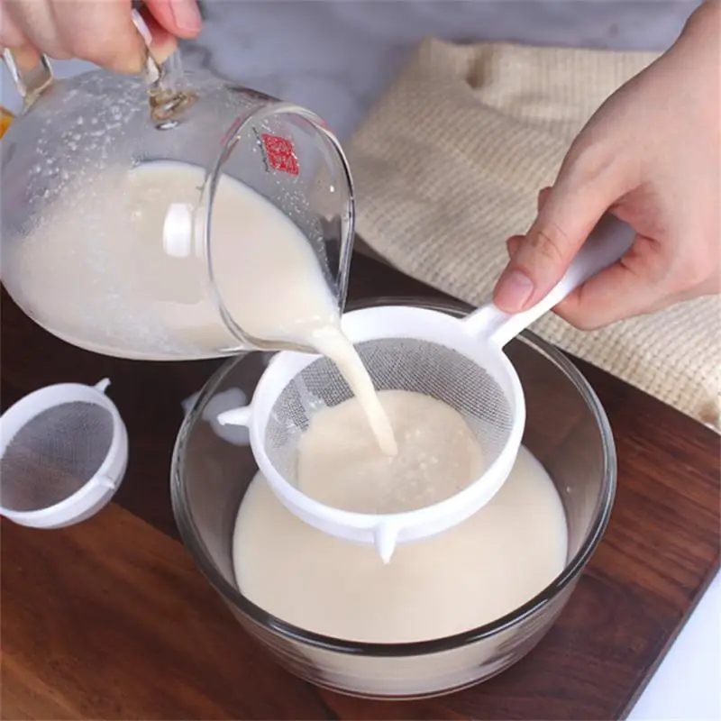 Handheld Plastic Screen Mesh Tea Leaf Strainer Flour Sieve Colander Soy Milk Filter Flour Colander Bird\'s Nest Spoon Strainers