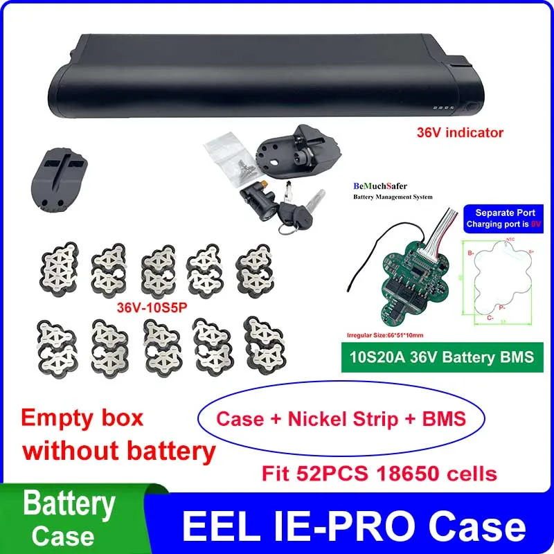 Imagem -03 - Ie-pro Caixa de Bateria para Ebike 18650 Células 10s5p Tira de Níquel 10s 20a Bms para Faça Você Mesmo Ie-pro 36v 52 Pcs