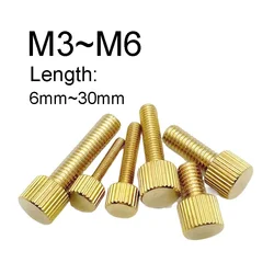 2PCS Brass Single Head Hand Screw M3 M4 M5 M6 Hand Tighten Knurled Screws Decoration Screw
