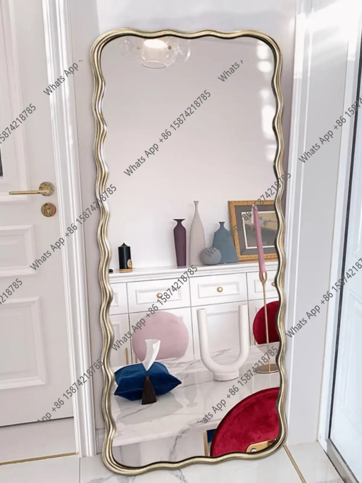 T Modern Floor-to-ceiling Mirror, Fitting Mirror, Simple Special-shaped Full-body Mirror, Home-entry Designer Style, High-end Se