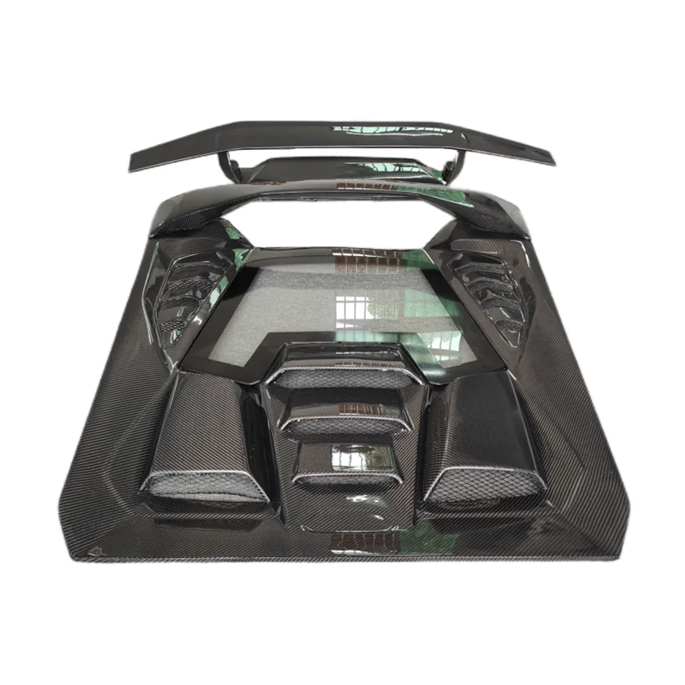

Used for Lamborghini Huracan LP610 LP580 Modified with True Carbon Fiber Tecnic Style Rear Engine Hood and Rear Spoiler Body Kit
