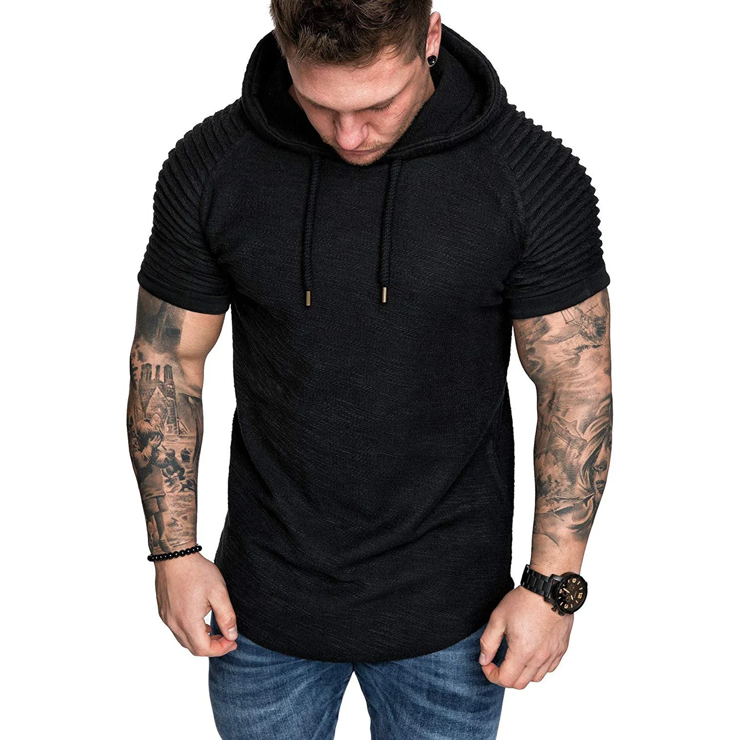 MRMT 2024 marka yeni erkek Hoodies tişörtü rahat moda saf renk kazak erkek kısa kollu Hoodie kazak için