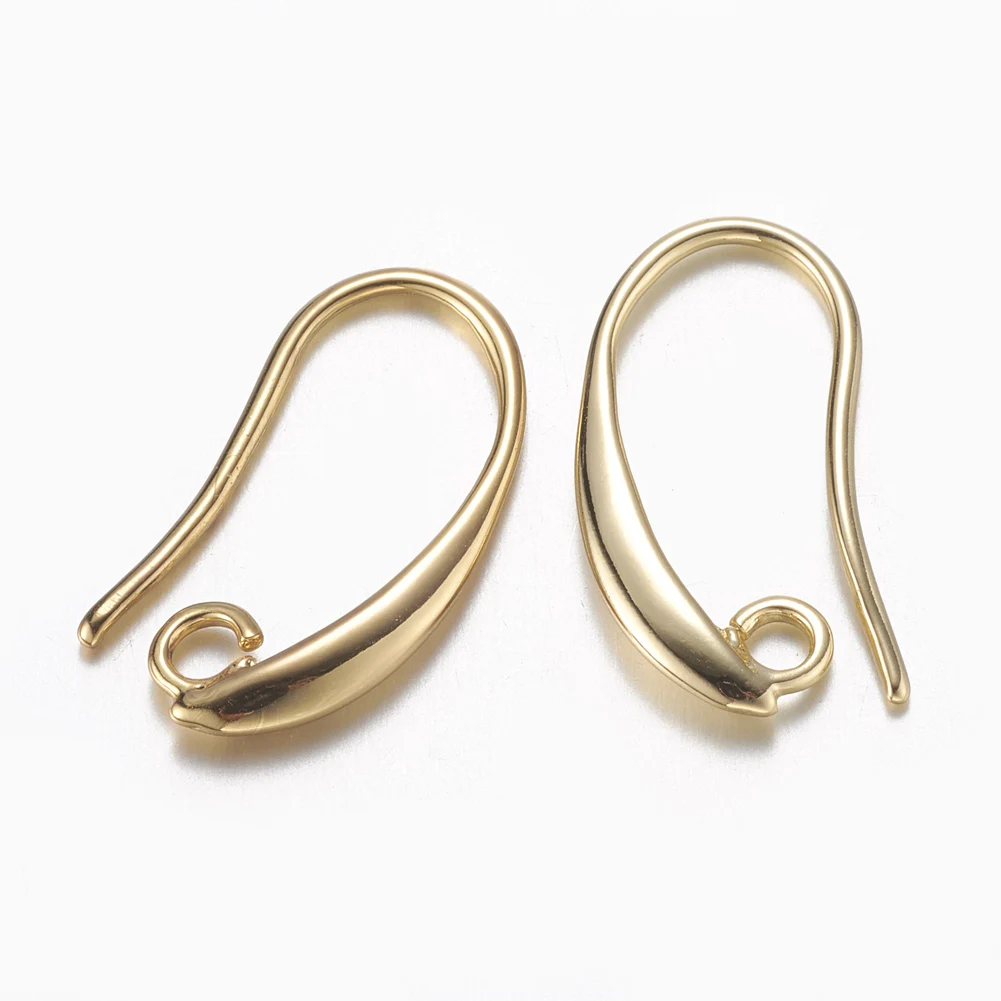 

10pcs Brass Earring Hooks With Horizontal Loop Real 18K Gold Plated For Women VintageFindings Jewlery Making Supplies 19x10x2mm