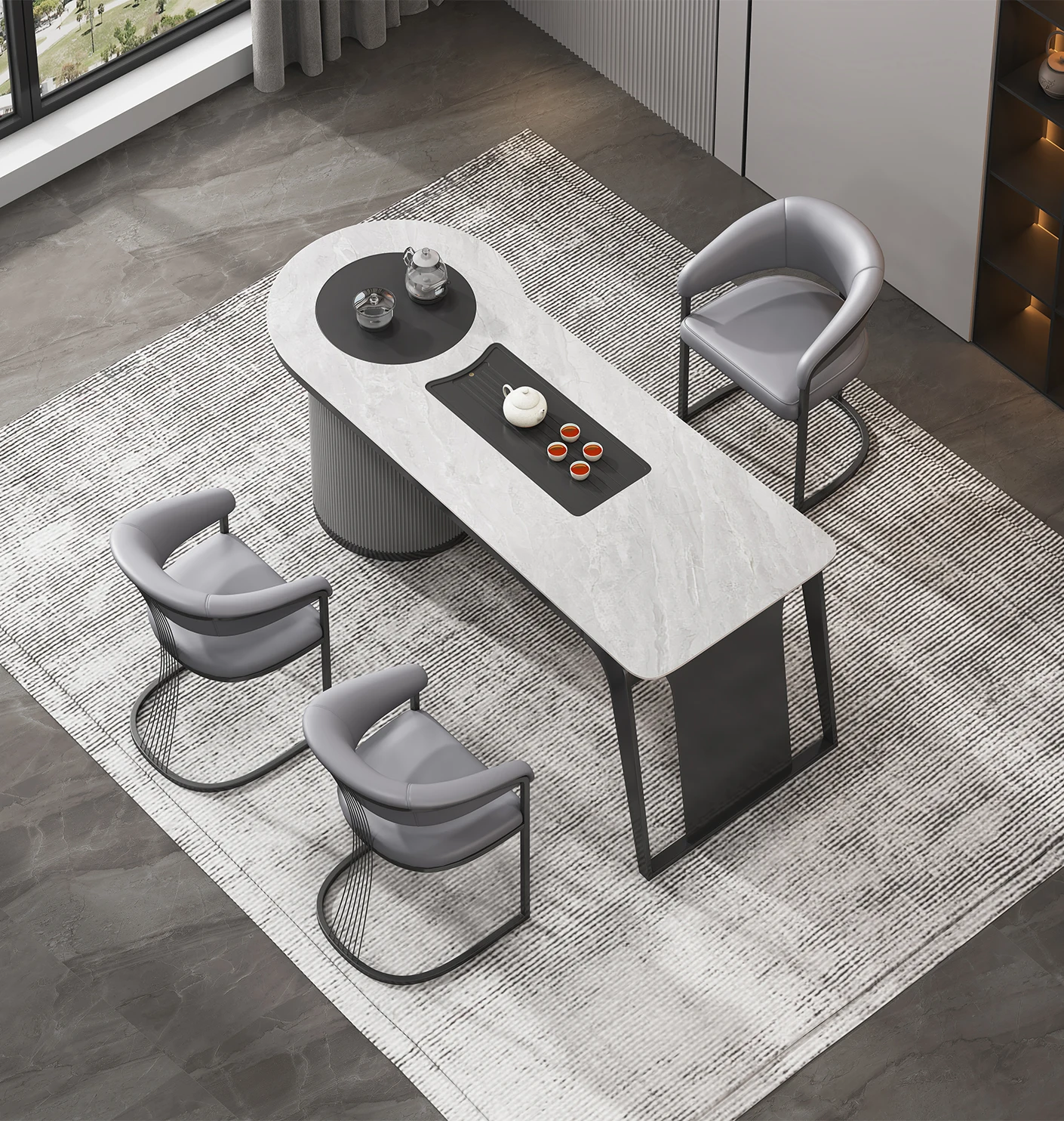 

%￥Modern Square Marble Multifunctional Storage Adjustable for Dining Room Living Room for Home Furniture