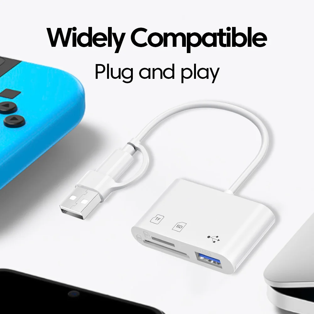 Многофункциональное устройство чтения карт памяти USB/Type C 3 в 1, OTG SD TF-карты, USB-конвертер для чтения карт памяти для MacBook, ноутбука Samsung
