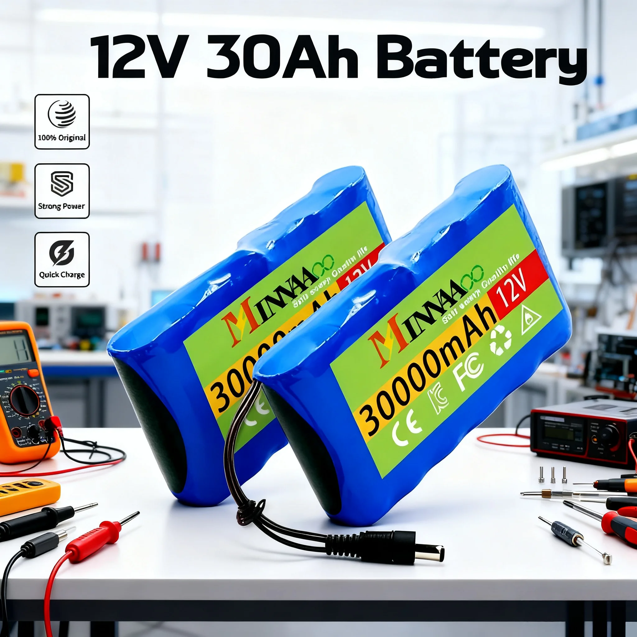 

Air Shipping Rechargeable Battery 12V 30000mah Lithium Battery Pack Capacity DC 12.6V 30Ah CCTV Camera Monitor with Charger