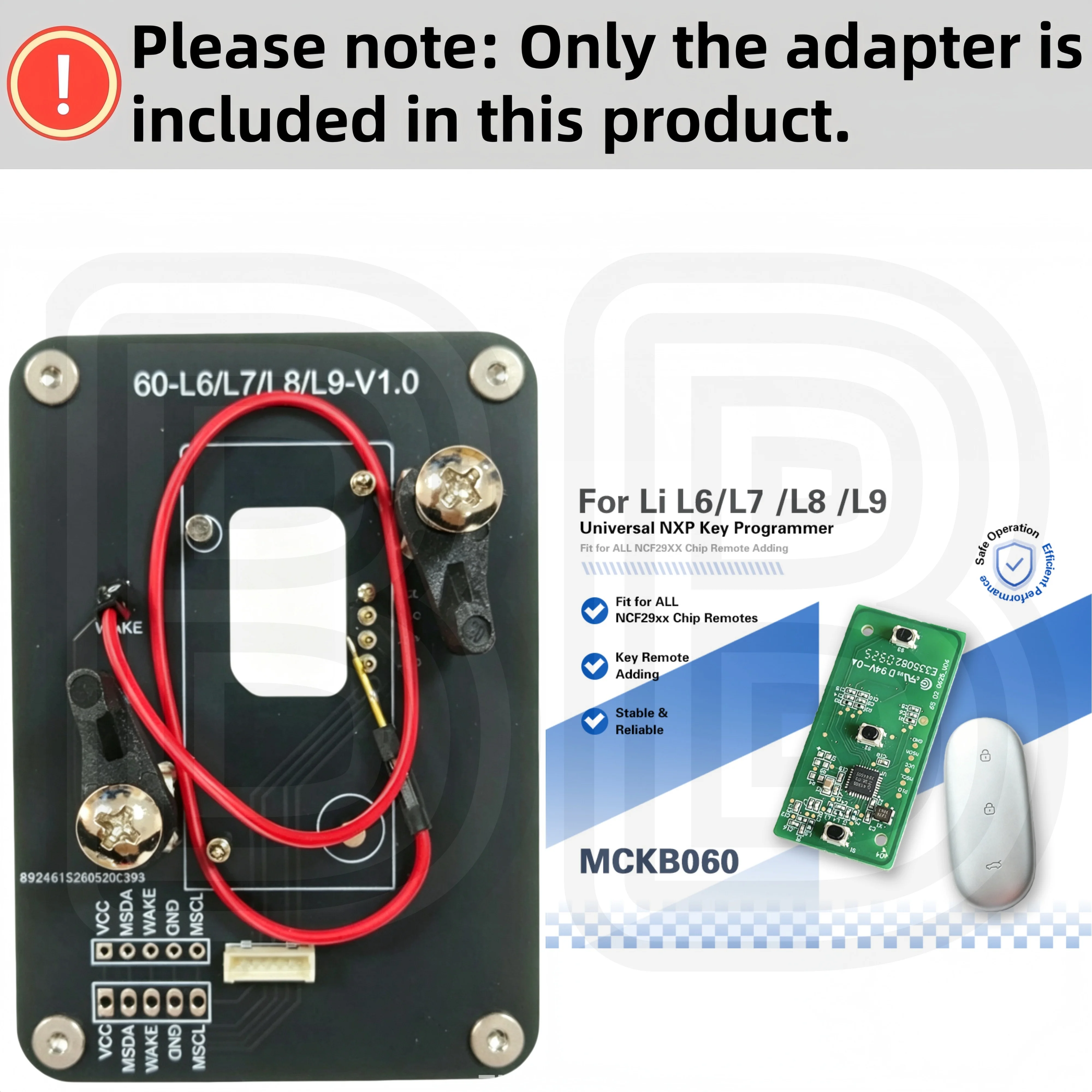 Suitable for Ideal L6 L7 L8 L9 Smart Remote Key Pcb Adapter, Mckb060 Compatible with Nxp Killer Kd Xhorse... Devices for Solder-Free Reading, Writing, and Cloning