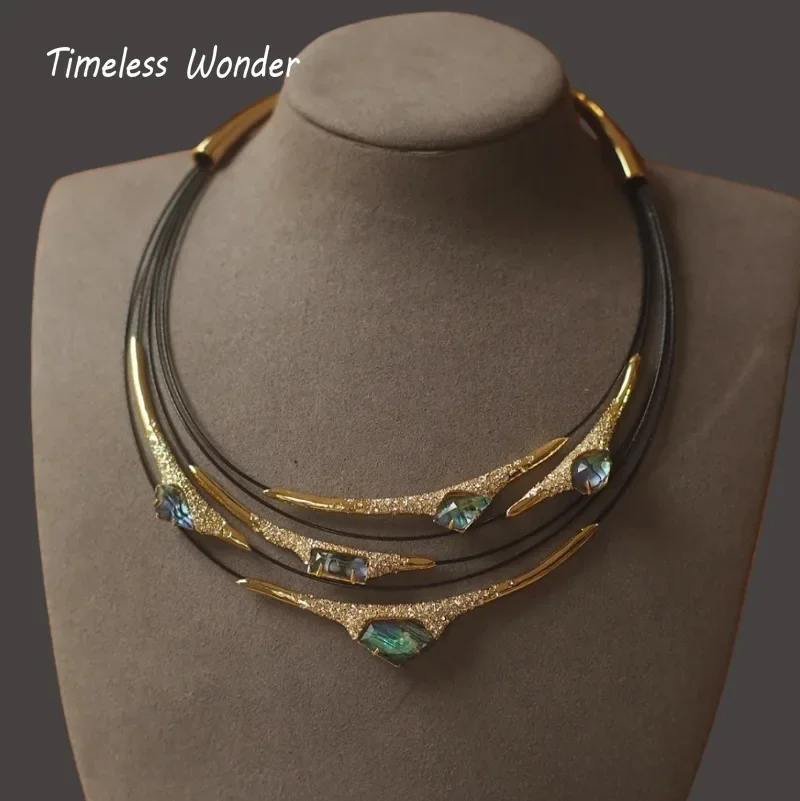 

Timeless Wonder Fancy Zircon Geo Pave Statement Necklace for Women Designer Jewelry Goth Runway Trendy Art Deco Gift 4526