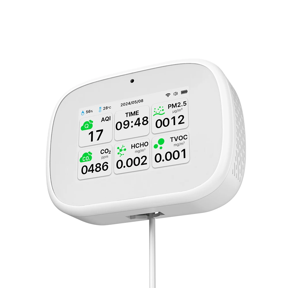 ggele Wall Mount Luchtkwaliteit Detector TVOC HCHO Co2 Kooldioxide Detector Draagbare Co2 Meter Gasanalysatoren