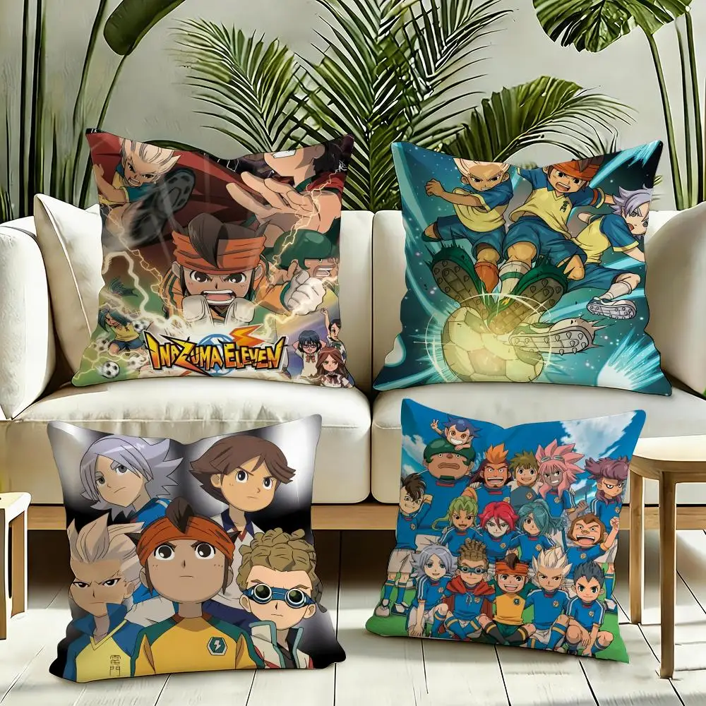Game I-Inazuma Eleven Cushion Cover Silky Short Plush Invisible Zipper Dustproof Sofa Pillow Case for Home Decor