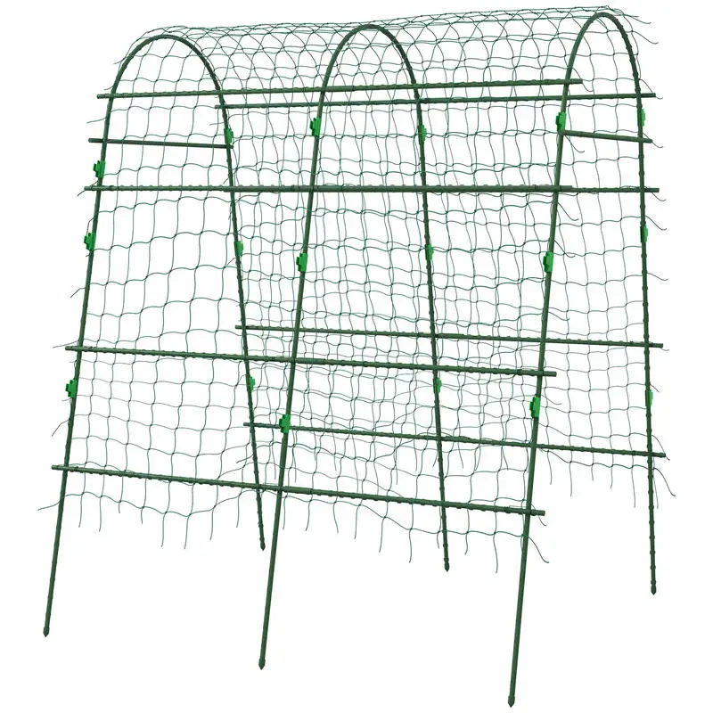 

Outsunny Metal Garden Trellis, Arch Trellis for Climbing Plants Outdoor, A-Frame, with Climbing Net, 57" x 66" x 81", Green