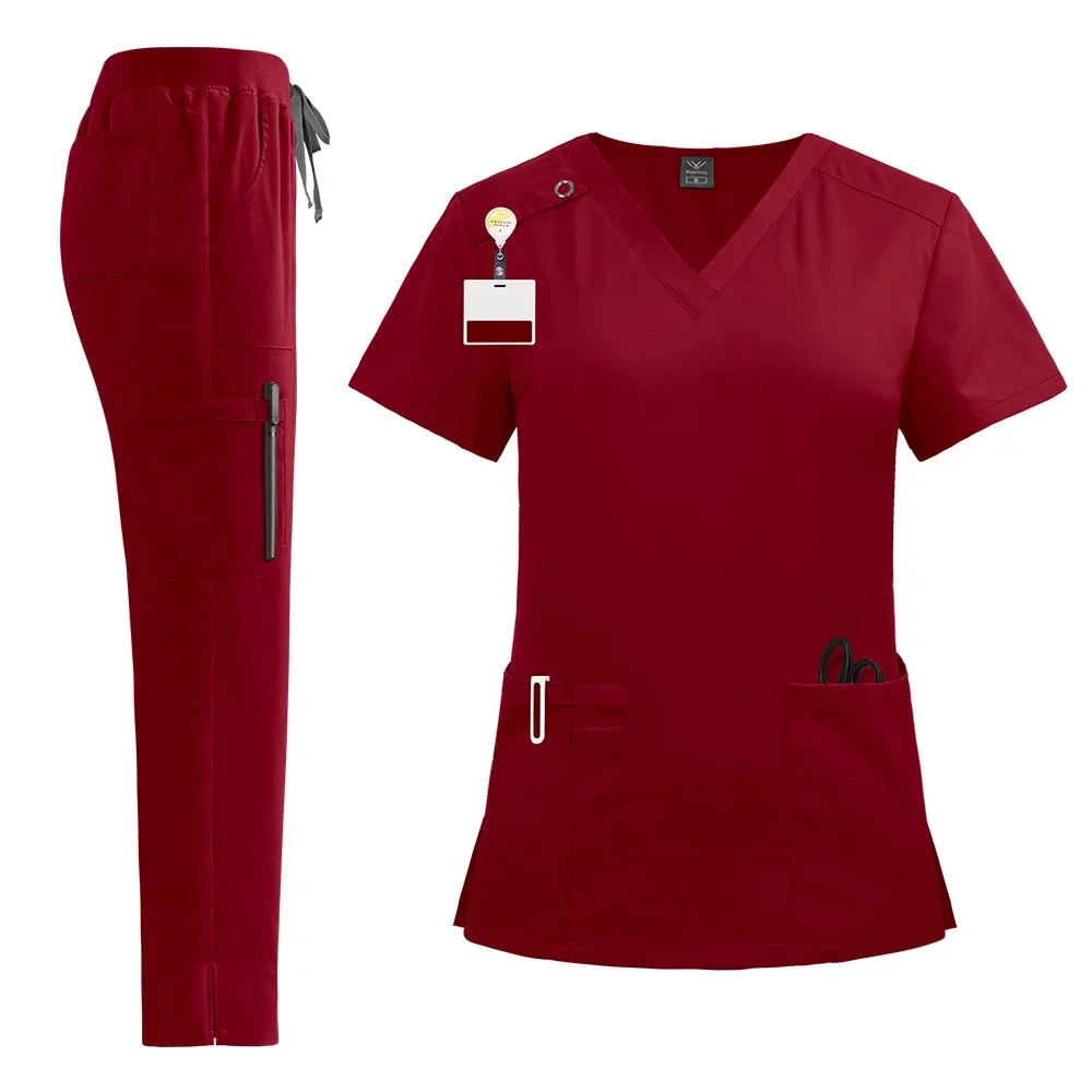 Slim Fit Chirurgische Uniformen Vrouw Scrubs Sets Ziekenhuisuniformen Verplegingsartikelen Tandheelkundige Kliniek Schoonheidssalon Spa Werkkleding Pak