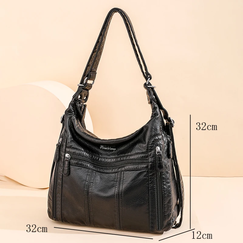 Imagem -06 - Annmouler 2023 Grande Capacidade para Mulheres Bolsa de Couro pu Bolsa Crossbody Feminino Multifunções Bolsa de Ombro Bolsa Rosa a Femme Principal