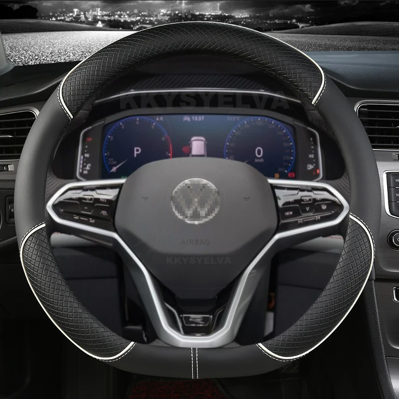 D Shape Car Steering Wheel Cover For VW Sharan Passat Caddy Touran Tiguan 2015-2021 Teramont Atlas T-Roc T-cross 2017-2021 2023