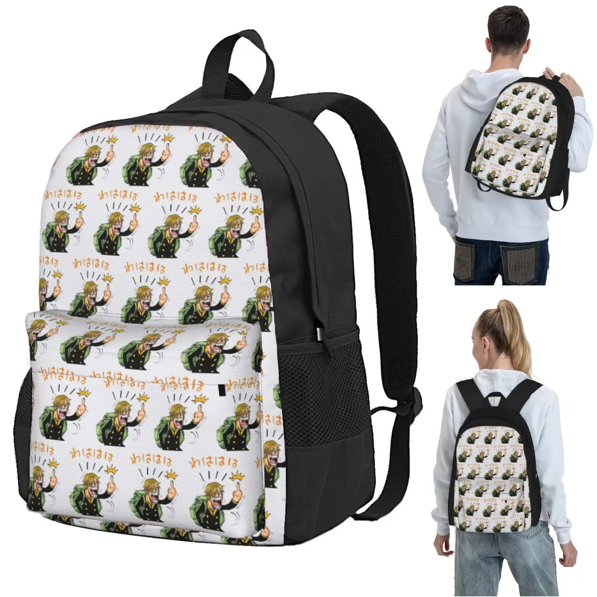 

Angry Sanji Backpack Student BookBag Kids School Bag Computer Shoulder Bags for Men Women