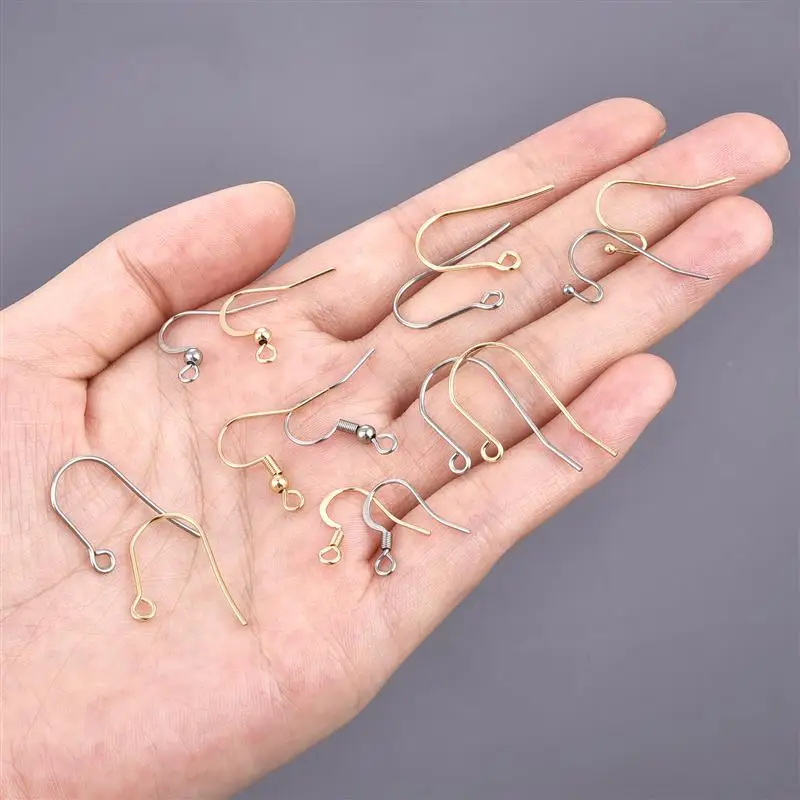 50pcs/lot Stainless Steel Earring Hooks Connect Buckle DIY Earring Clasp Findings Supplies Jewelry Making Accessories Wholesale