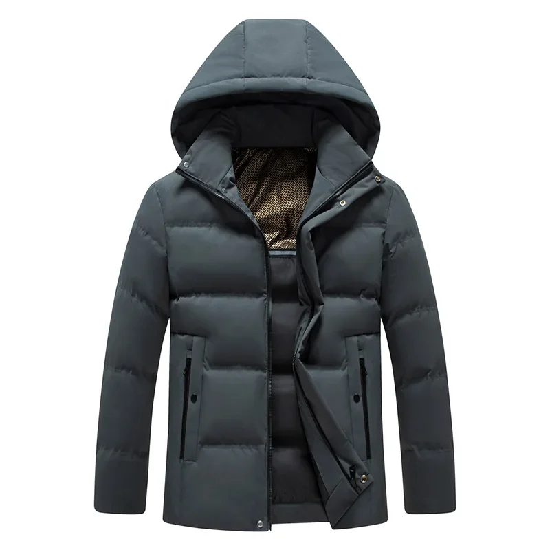 Winter Waterproof Outwear Warm Fleece Hooded Casual Parka Business Male Cotton Jacket Thicken Down Outdoor Windproof Coats