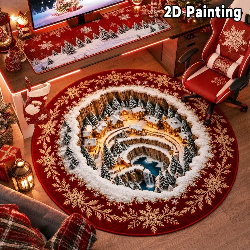 Santa Elves Workshop Round Area Mat 120x120cm for Study