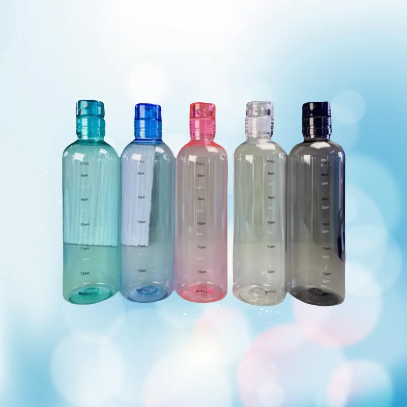 [Hochwertige Wasserflasche] Transparente Wasserflasche mit blauem Deckel | Langlebiges PC-Material, auslaufsicheres Design
