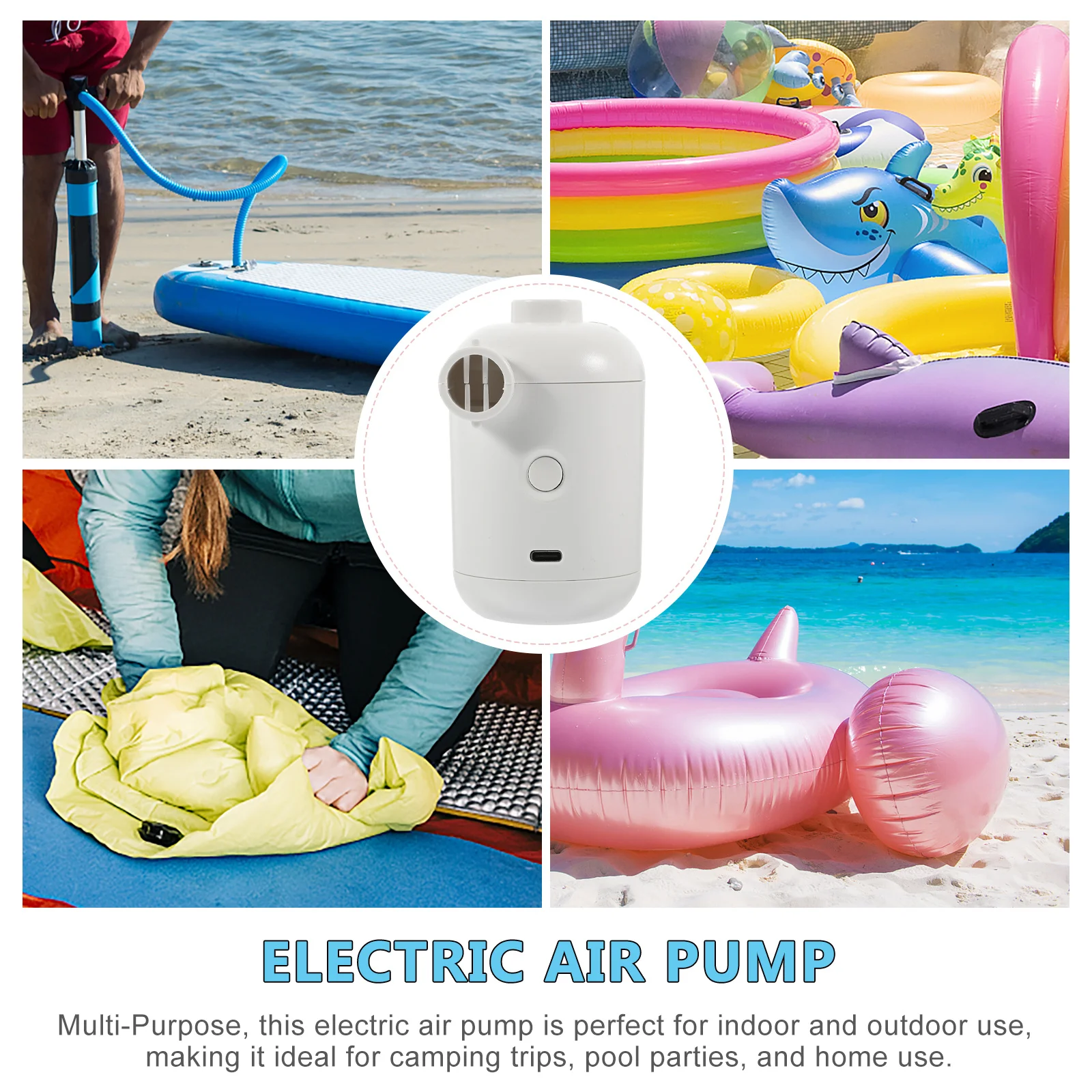 

1Set Portable Electric Air Pump Dual Use Inflator Pump PVC Material High Airflow Outdoor Indoor Use Home Inflator