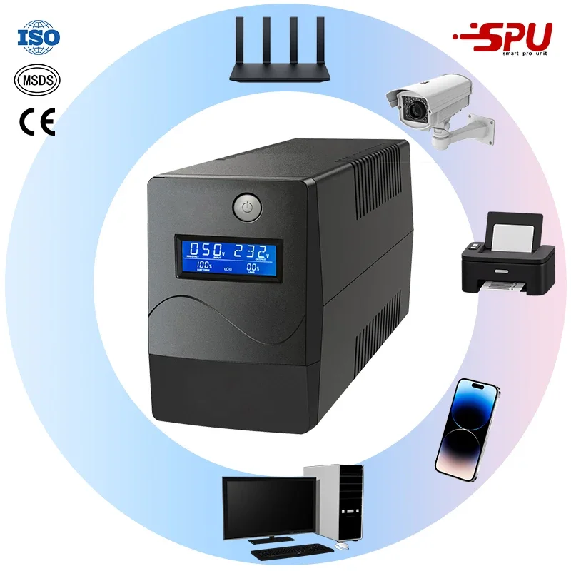 2026 Hot Selling Intelligent Offline Mini UPS 12v Line Interactive UPS 600va 800va 1000va Offline UPS with 12V/7AH Battery