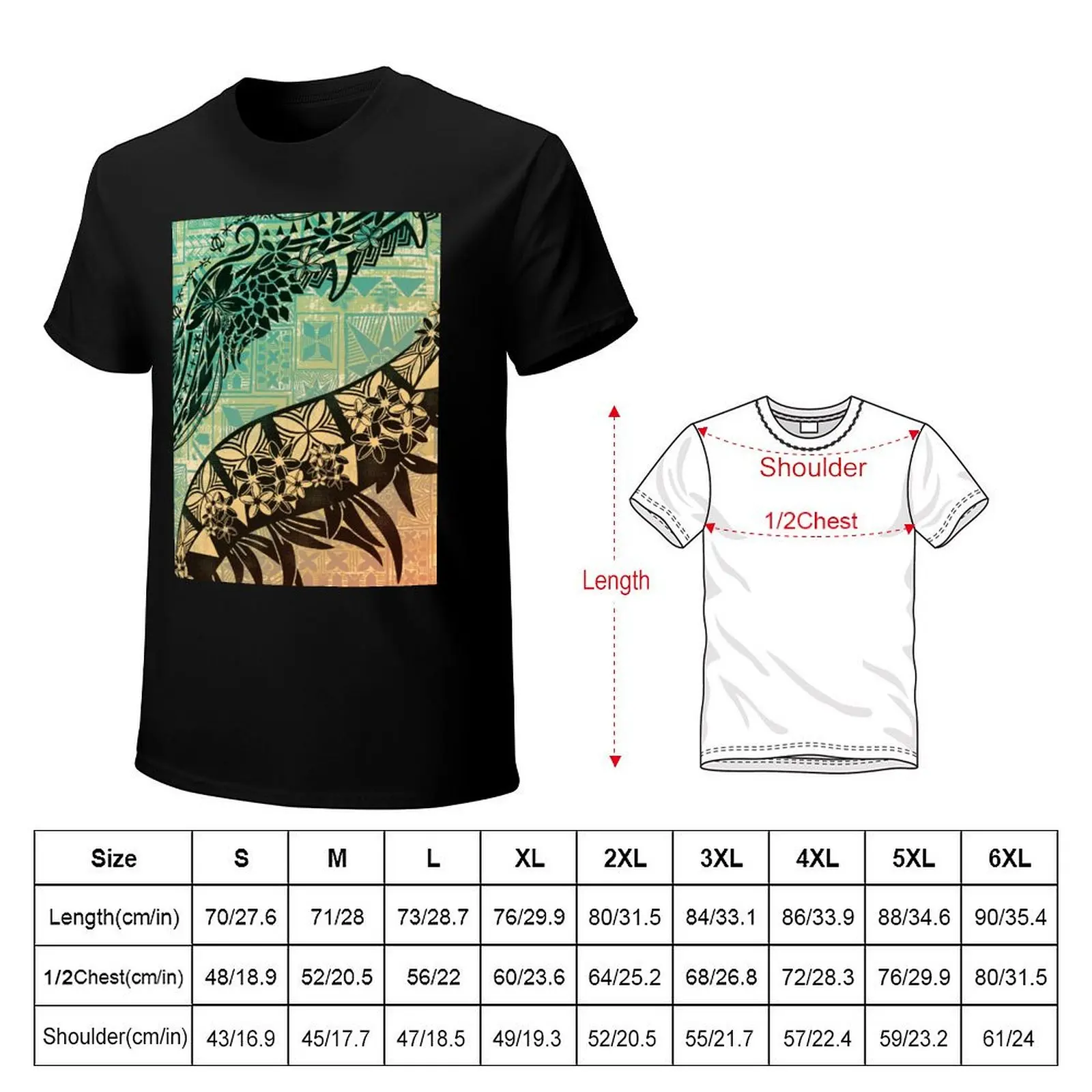 Vintage Samoan Old Teal Tapa Threads T-Shirt All Weather Casual Short Sleeve