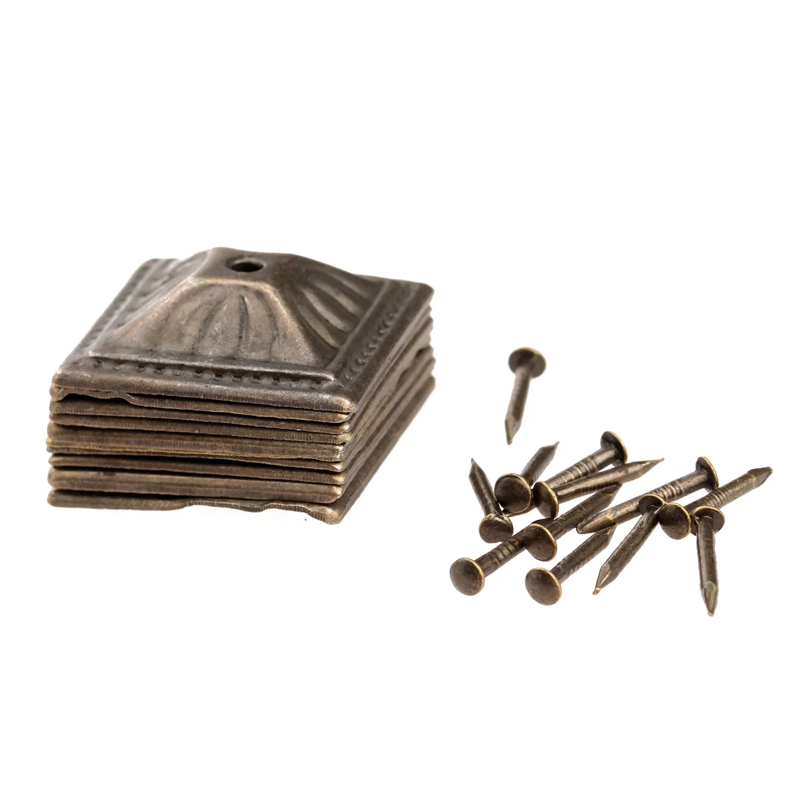 Tapicería de hierro y Bronce Antiguo, 10 piezas, 21x21mm, caja de joyería de uñas, tachuelas decorativas para sofá, chincheta, clavos decorativos para muebles
