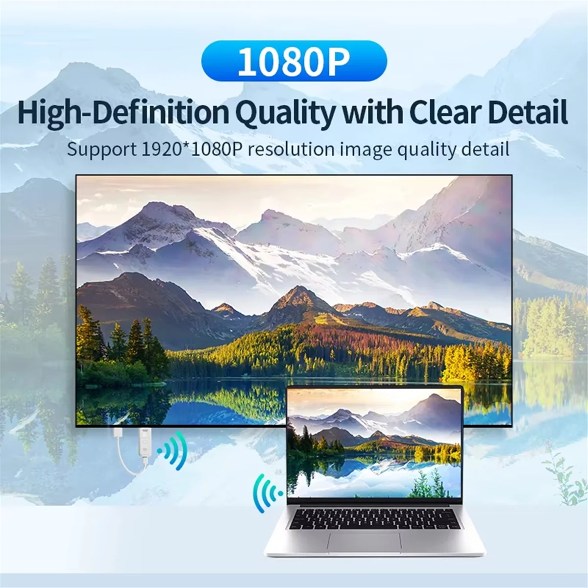 

10M 5G - Enabled Wireless -Compatible Adapter Ideal for Long - Range Mirror with Airplay and Miracast Support