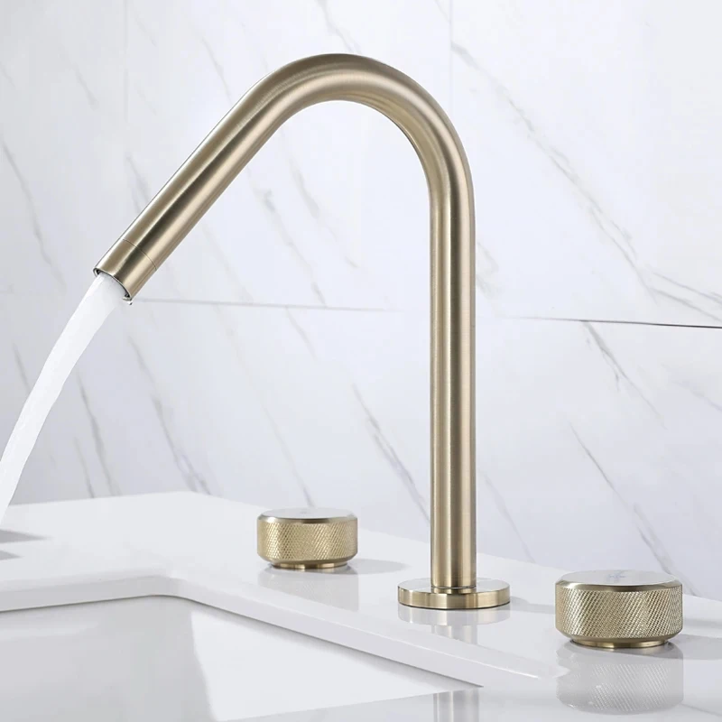 

Bathroom Basin Brass Faucet Black Faucet Taps Luxury Basin Hot And Cold Mixer Shower Room Sink Three Holes Faucet