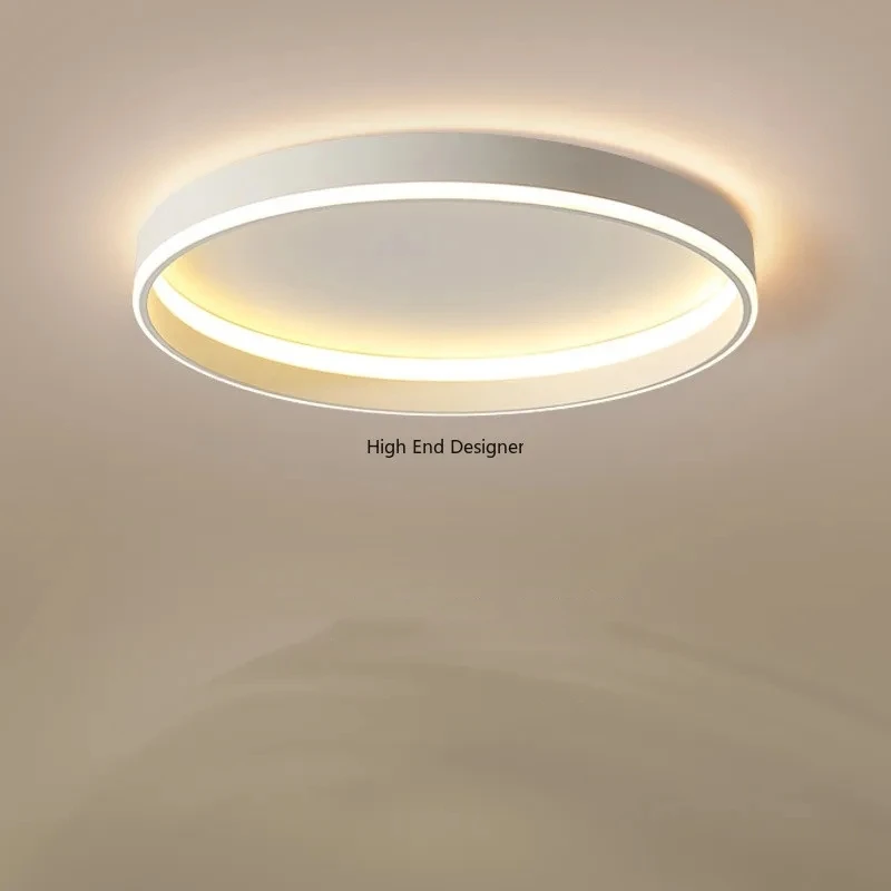 Nowoczesna minimalistyczna okrągła lampa sufitowa Led z możliwością przyciemniania do sypialni Loft balkon oświetlenie szynowe Home Decor połysk oświetlenie wewnętrzne oprawa