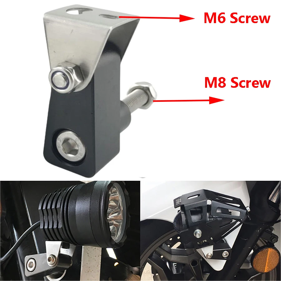 M8 M6 Universal 1PC Motorcycle Fog Lamp Bracket Front Lower Fork Spotlight Mount For KYMCO Xciting 250 300 400 DownTown 350