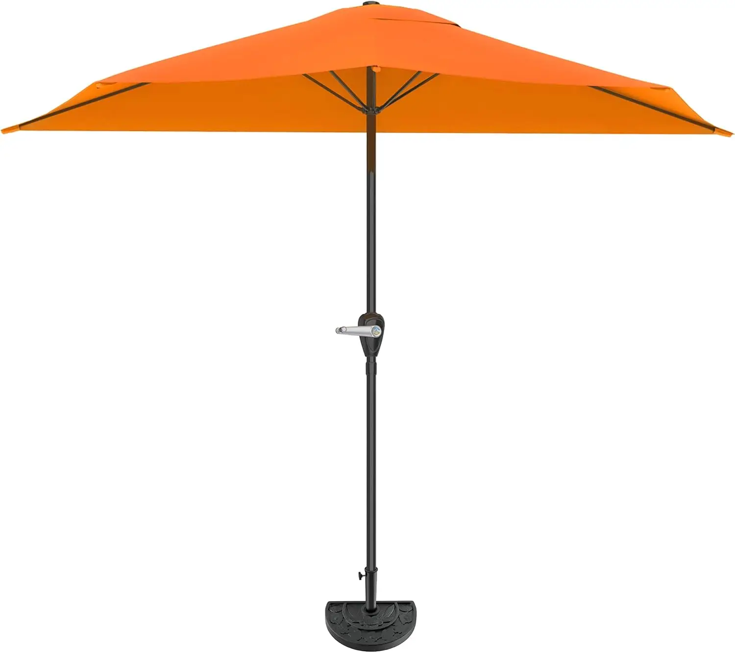 9ft Half Round Patio Umbrella with Easy Crank - Compact Semicircle Outdoor Shade for Balcony, Porch, Deck