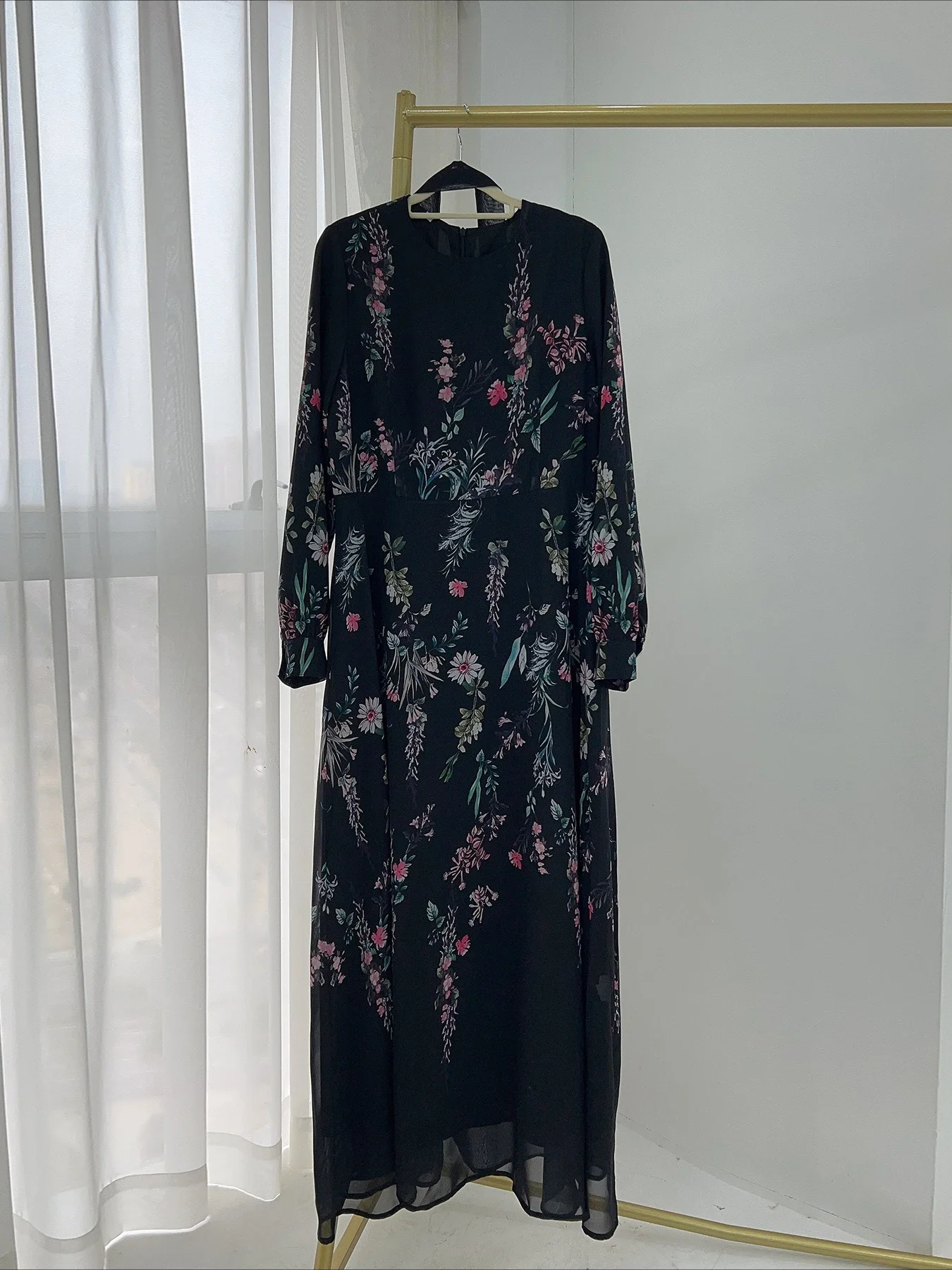 عباية عيد للنساء فستان مطبوع شيفون إسلامي جلابية فيستدوس لارجوس حفلة قفطان رمضان فساتين طويلة دبي قفطان عربي رداء #6