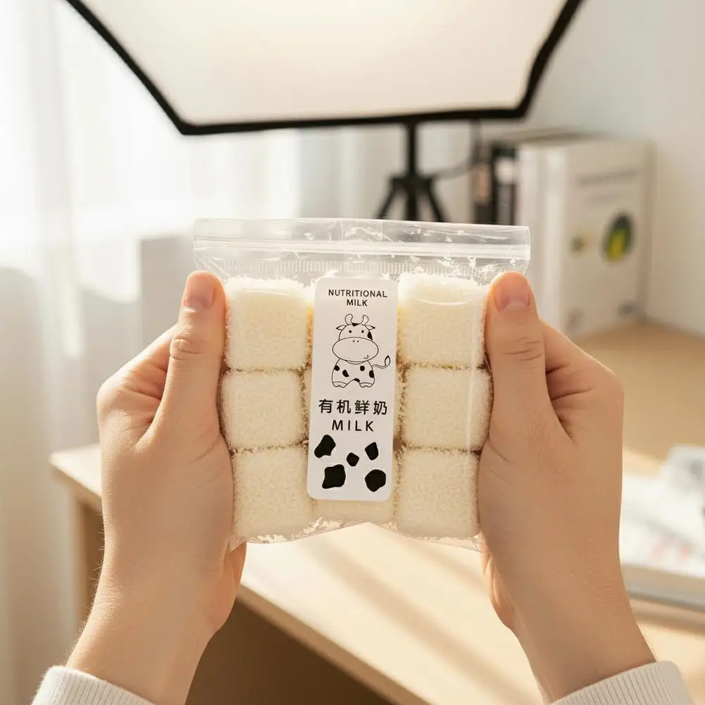 Realistic Coconut Milk Cube Toy Satisfying Tactile Experience Fake Food Splat Toy Anti-Stress Decompression Toy