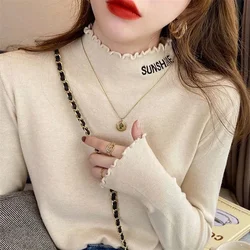 2023 New Autumn Winter Women Knitwear Turtleneck Pullover Sweater Knitted Sweaters Jumpers White Black Sweater Soft Pull