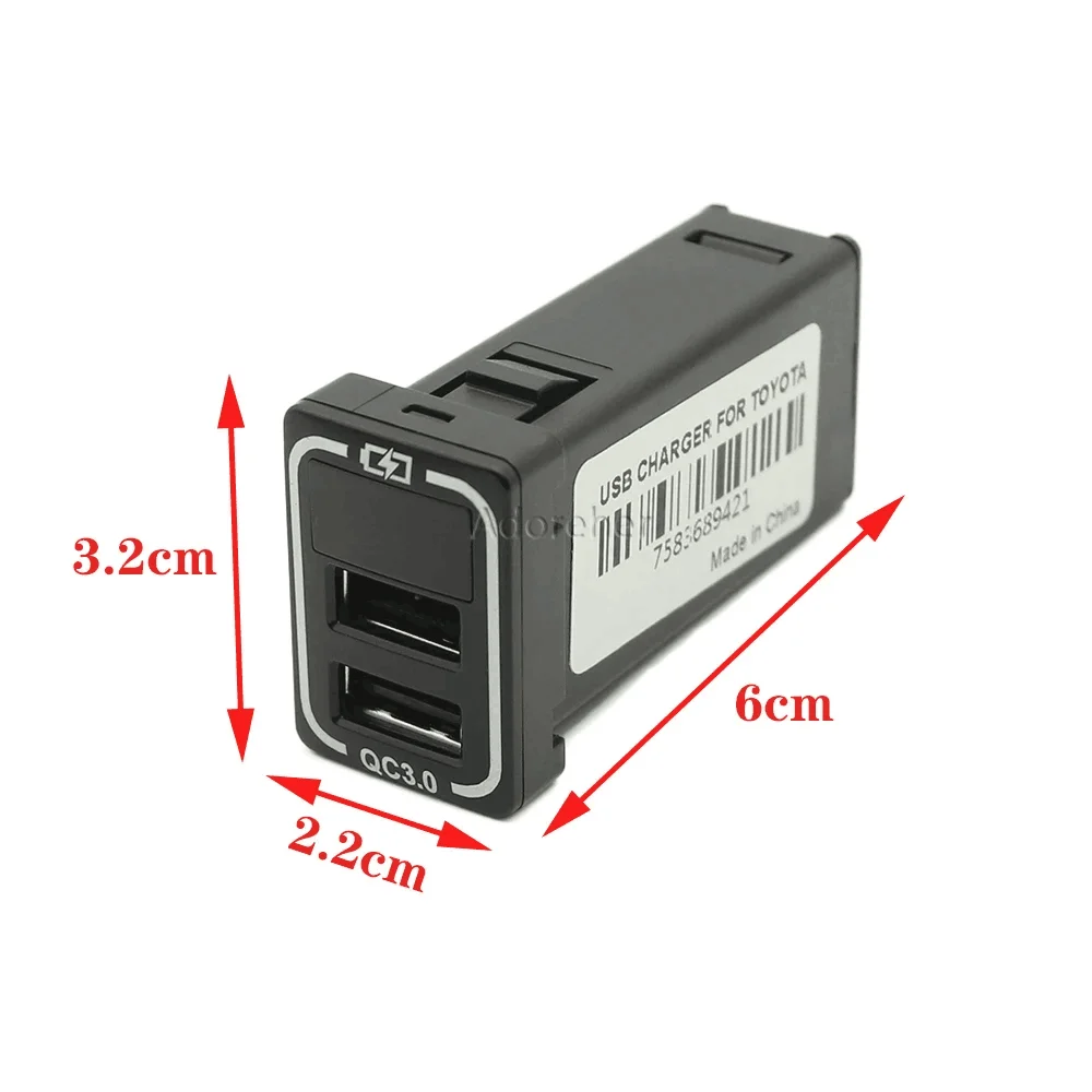 Blue Light Car Charger TYPE-C PD QC3.0 USB Interface Dual Socket for Toyota Prado Car Accessories