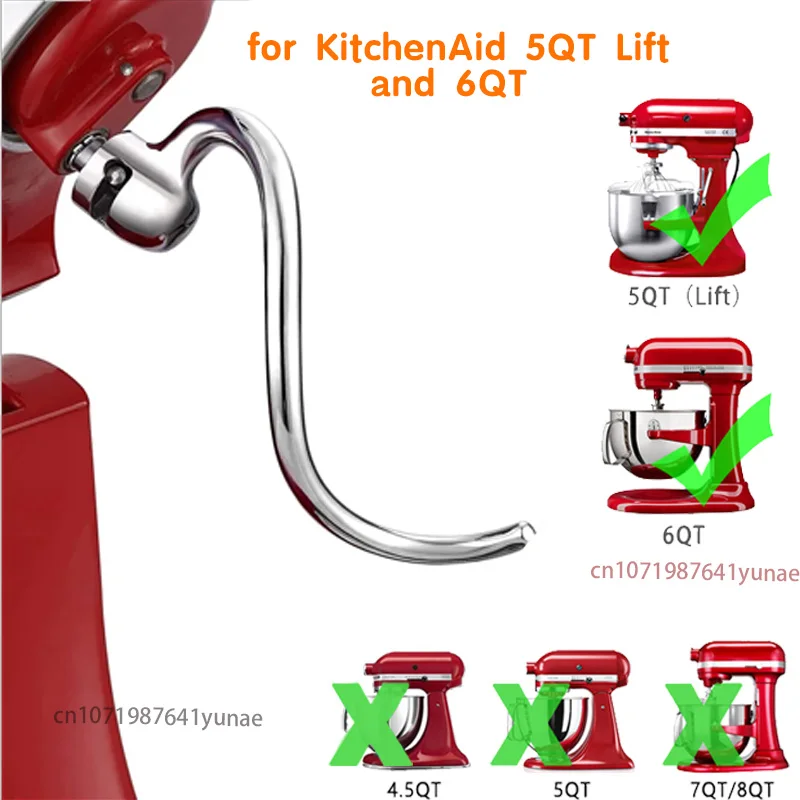 304 Dough Hooks For Kitchenaid Vertical Mixers 5QT Lift and 6QT Special Mixing Accessories Stainless Steel Can Be Placed