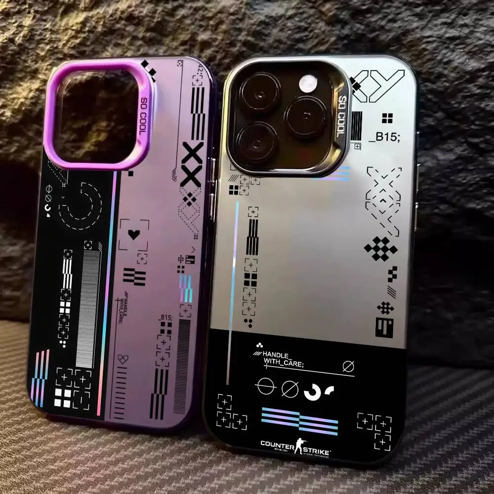 Mode Spiel Matte Laser Telefon Fall Für iPhone 16 15 14 13 12 11 Pro Max X XR XSMAX 8 7 Plus matte Stoßfest Anti Fall Abdeckung