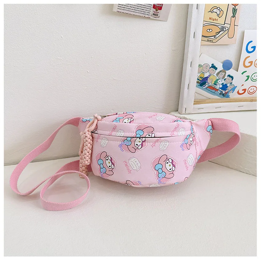 Sanrio Kuromi Chest Bag Cinnamoroll Crossbody Shoulder Bag Waist Storage Pouch My Melody Hello Kitty Coin Purse Kid Girl Gift