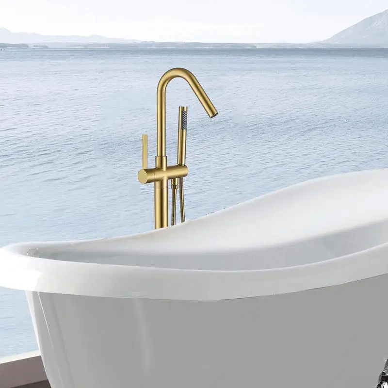 

Freestanding Bathtub Faucet & Hand Shower - Elegant Design for Modern Bathrooms, Adjustable Height, Easy Installation, Durable