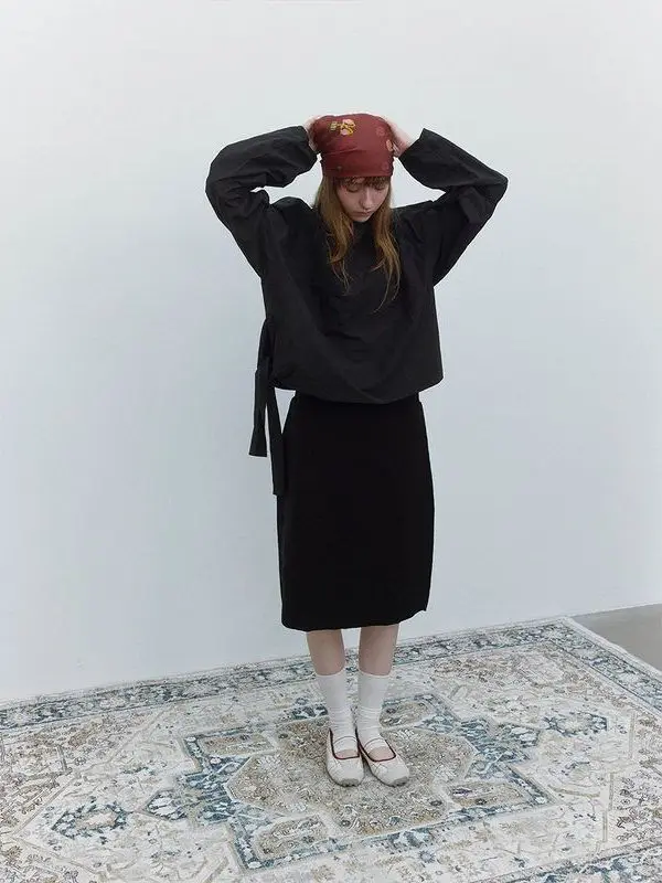 เสื้อผ้าฝ้ายลำลองทรงกลม ผูกข้าง สีพื้น รุ่น Hello September Autumn New Sle สำหรับผู้หญิง พรีเมียม แต่งลูกไม้ รุ่น H9226