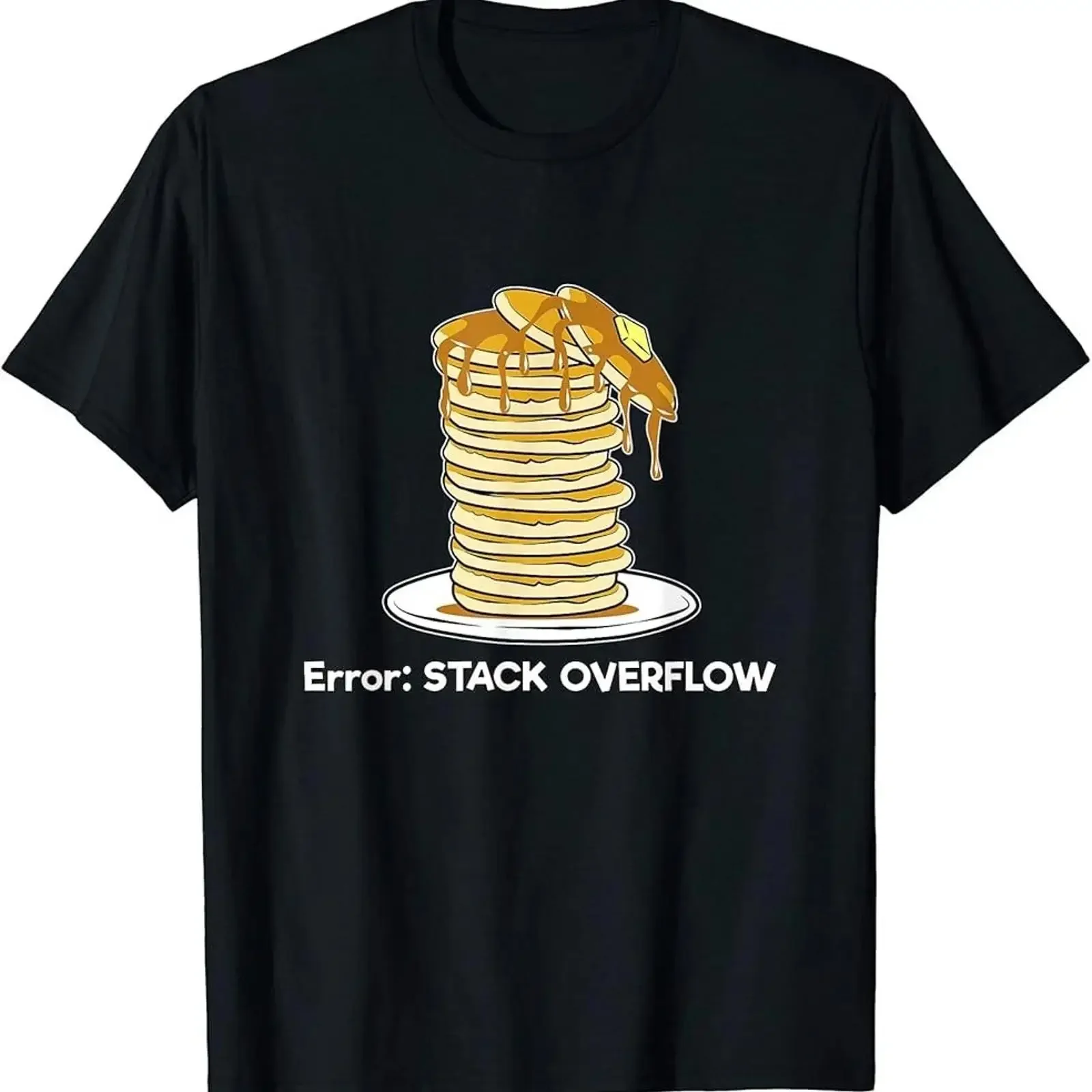 ERROR Stack Overflow Program Pancakes Falling Funny T Shirt vintage Washed Stylish Top For Everyday Wear Stretched Casual