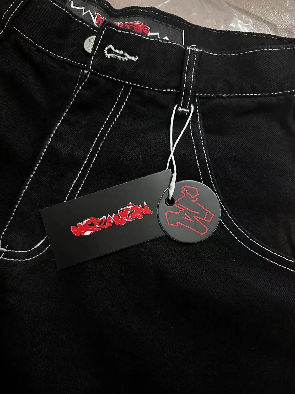 JNCO Wexwear pantalones cortos de Skateboarding para hombres y mujeres, pantalones vaqueros Unisex, pantalones cargo de pentagrama, ropa de moda